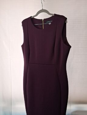 Andrew Marc Deep Plum Sleeveless Sheath Dress